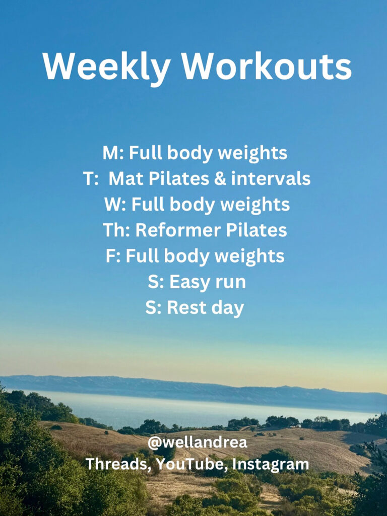 weekly workout schedule for Nov. 2025